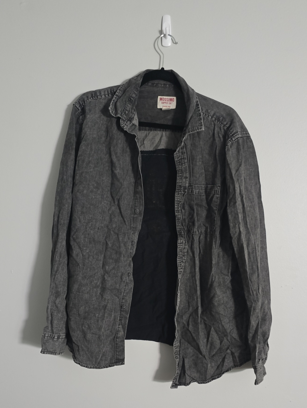 Custom Steelers Mossimo Supply Co. Gray Washed Long-Sleeve Button-Up Shirt